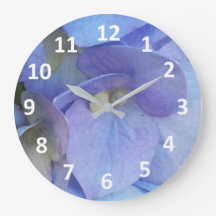 Blue Hydrangea Blossom Numerações Wall Clock