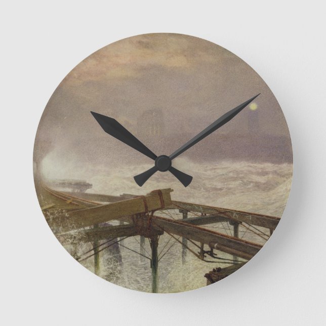 Relógio Redondo Blue Lights, Teignemouth Pier - Lighting the Lamps (Frente)