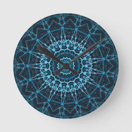 Relógio Redondo Blue Mandala Net Retro Hippie Trippy Boho Chic