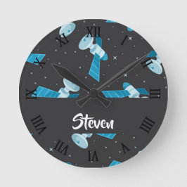 Relógio Redondo Blue space satellite pattern