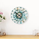 Relógio Redondo Blue Teal Dourado Floral Mandala<br><div class="desc">Transforme o modo como você diz o tempo com nosso Relógio Floral e Teal e Dourado do Muro de Mandala. Este relógio maravilhosamente projetado apresenta um padrão de mandala impressionante em chás e ouro vibrantes, trazendo um salto de cor e talento artístico para qualquer sala. O seu intrincado design não...</div>
