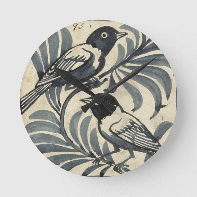 Relógio Redondo Bluebirds (w/c on paper) (Frente)
