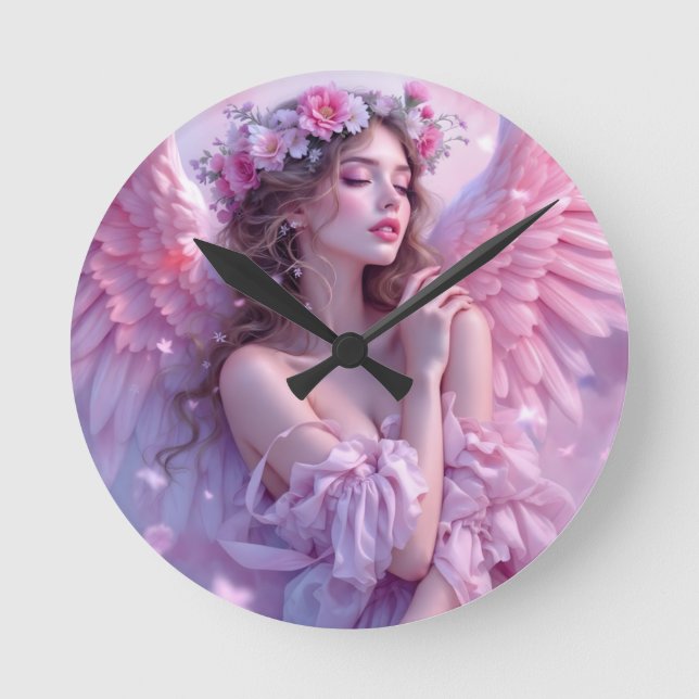 Relógio Redondo Blush of Heaven: O Anjo do Céu Petal (Frente)