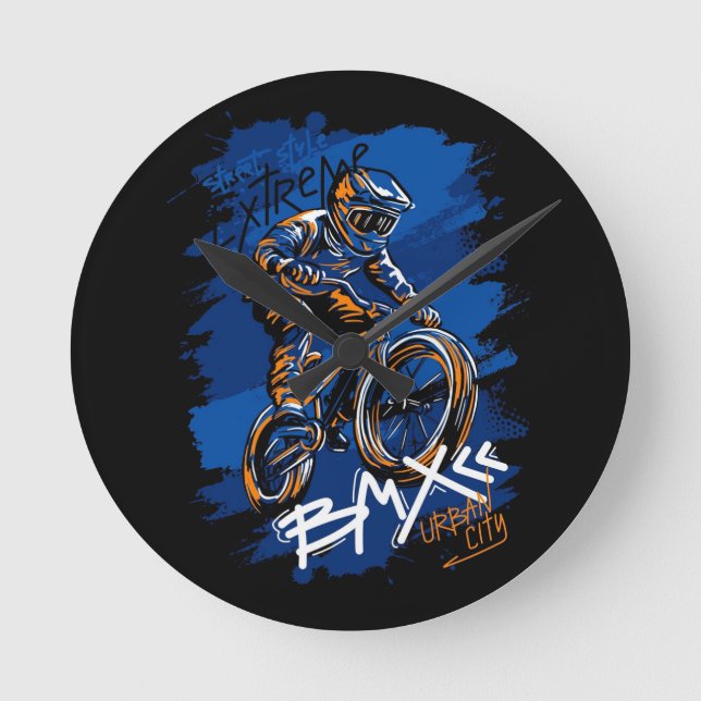 Relógio Redondo Bmx Bicycle Urban Graffiti streetwear  (Frente)