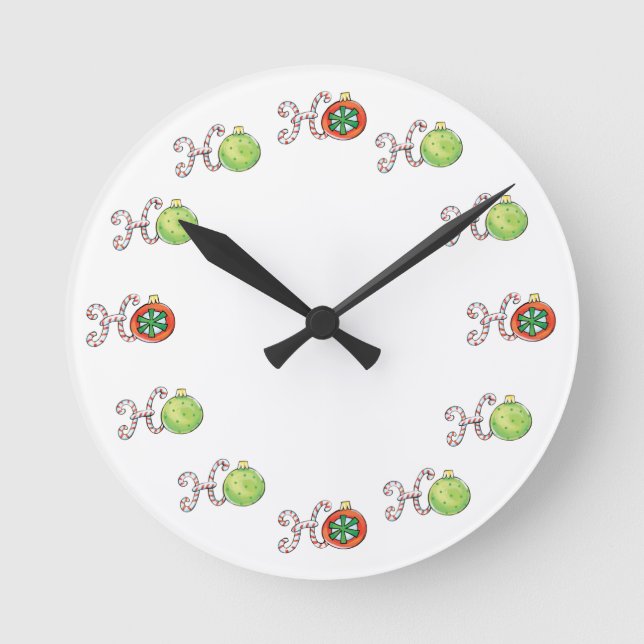 Relógio Redondo Boas Festas De Natal Ho Ho, Canes De Candy (Frente)