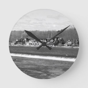 Relógio Redondo Boathouse Row winter b/w