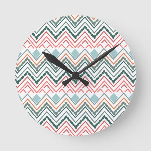 Relógio Redondo Boho Chevron (Frente)