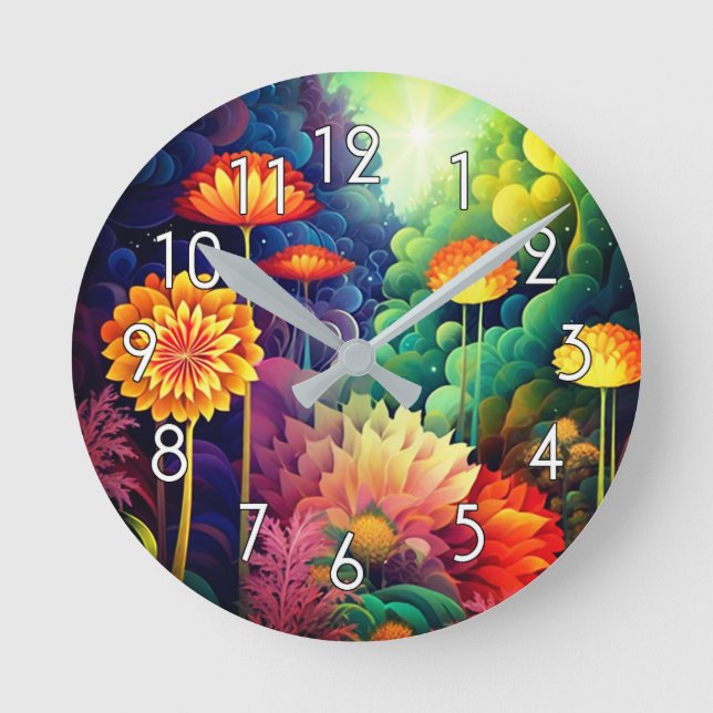 Relógio Redondo Boho Flowers (Frente)