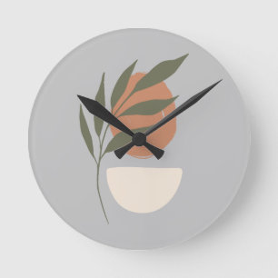 Relógio Redondo Boho Zen Botânico Minimalista