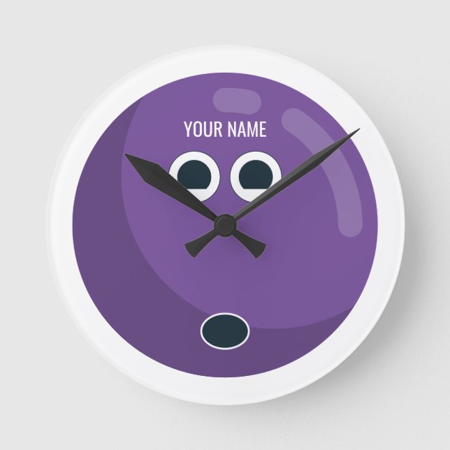 Relógio Redondo Bola de boliche personalizada (Frente)