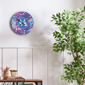 Relógio Redondo Bola de Disco Azul e Roxo do Groovy Personalizada