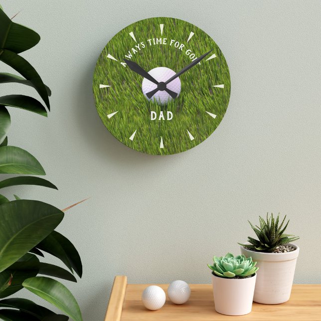 Relógio Redondo Bola Verde de Golfe no Pai de Golfe (Great gift for golfers that would rather be playing golf and for dads that like to watch clocks.)