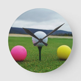 Relógio Redondo Bolas de golfe coloridas, T da montanha