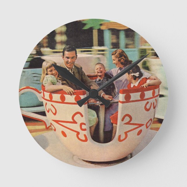 Relógio Redondo boleia de chá no parque de diversões (Frente)