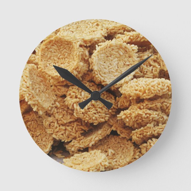 Relógio Redondo Bolos de arroz encharcados ~ Comidas de doçarias a (Frente)