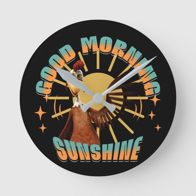 Relógio Redondo Bom Dia Sol Risada de Galo (Frente)