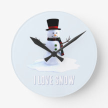 Boneco de neve com chapéu e cachecol. Eu Amo Neve
