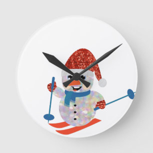 Relógio Redondo boneco de neve de natal