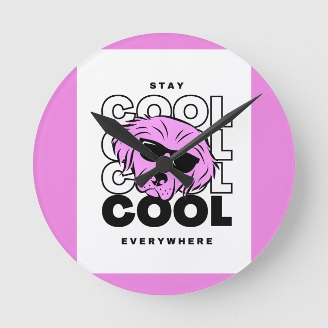 RELÓGIO REDONDO BONITO PINK DOG WALL CLOCK (Frente)