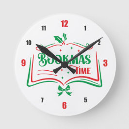 Relógio Redondo Bookmas Time Reading Book Lover Holiday Print Appa