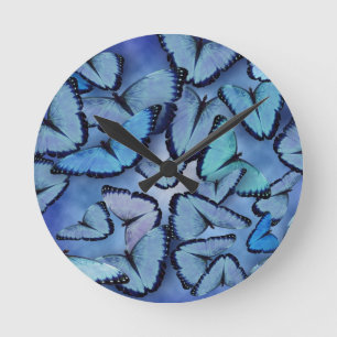 Relógio Redondo Borboletas azuis de Morpho