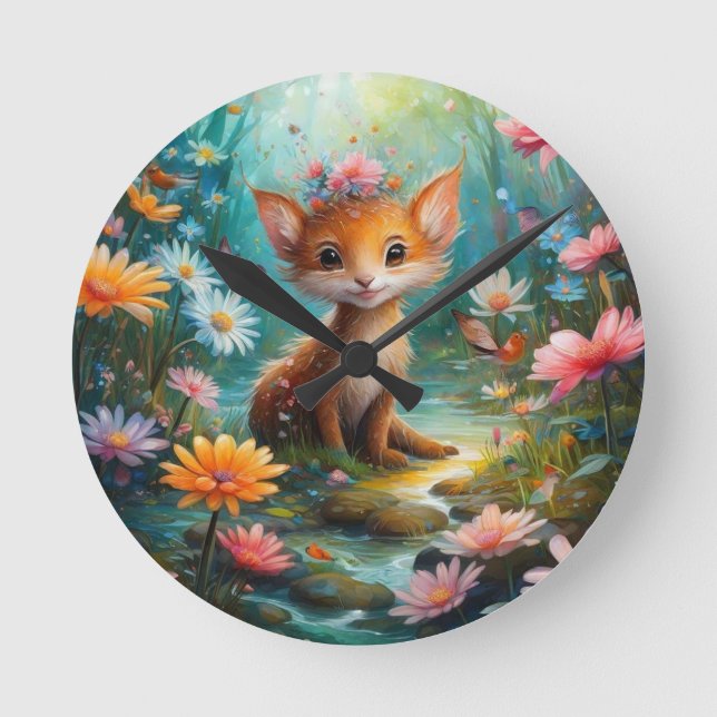 Relógio Redondo Borboletas de cogumelos mágicos (Frente)