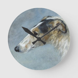 Relógio Redondo Borzoi da aguarela