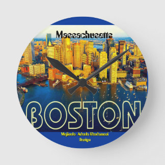 Relógio Redondo boston 2, Massachusetts - Personalizado