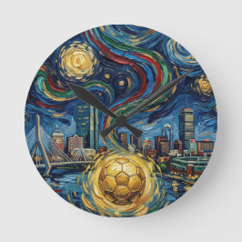 Relógio Redondo Boston Football Art 2026 Skyline Stadium Design