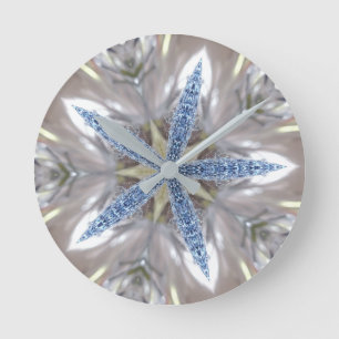 Relógio Redondo Branco azul brilhante da estrela festiva elegante