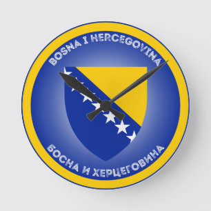 Relógio Redondo Brasão de Armas da Bósnia e Herzegovina