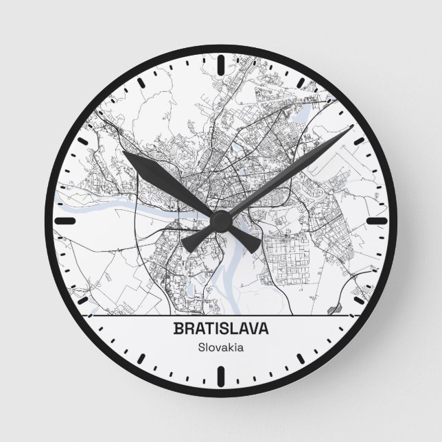 Relógio Redondo Bratislava Clock City Line Art (Frente)
