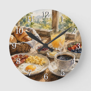 Relógio Redondo Breakfast Table Wall Clock — Cozy Kitchen Design