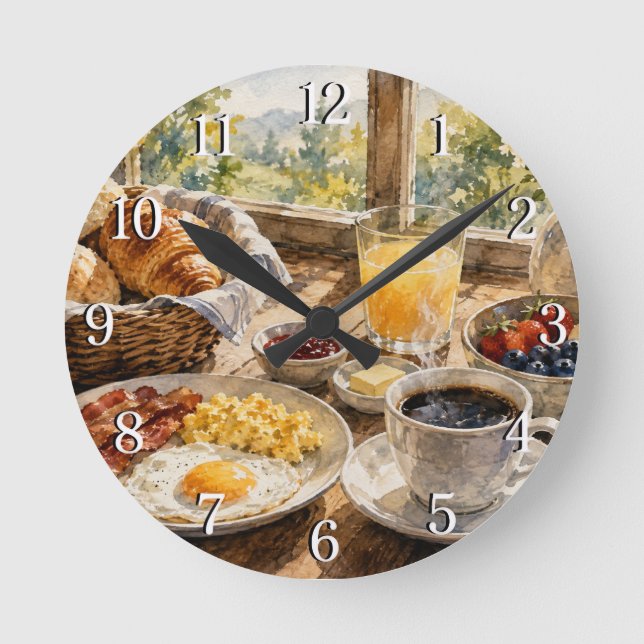 Relógio Redondo Breakfast Table Wall Clock — Cozy Kitchen Design (Frente)