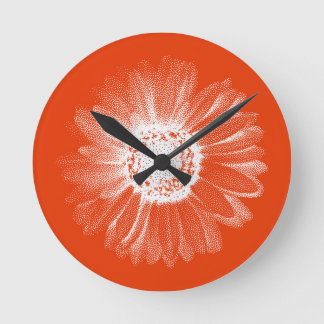 Relógio Redondo Bright Orange Floral Wall Clock