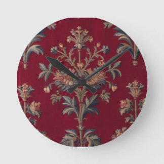 Relógio Redondo broderie medievale fleurie en rouge bordeaux
