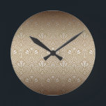 Relógio Redondo Bronze, ouro, Art nouveau, art deco, vintage,<br><div class="desc">Bronze,  ouro, Art nouveau,  art deco,  vintage,  padrão,  floral, rolo, moderno, trendente, elegante</div>