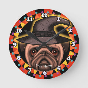 Relógio Redondo Bruxa Pug