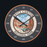 Relógio Redondo Bryce Canyon National Park Ilustração de Arte<br><div class="desc">Design de trabalho de arte vetor de Bryce Canyon. O parque é uma reserva de expansão no sul de Utah,  conhecida por rabinos de cor crimson,  que são formações rochosas em forma de spire.</div>