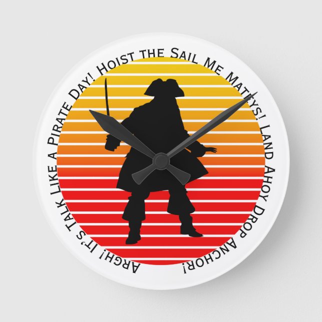 Relógio Redondo Buccaneeiros Steampunk Fala Como Um Argh Pirata Do (Frente)
