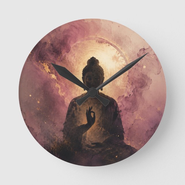 Relógio Redondo Buda Místico | Meditação Zen (Frente)