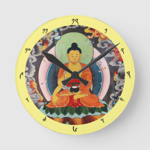 Relógio Redondo Buddha Shakyamuni e Iluminismo, Himalaia Nepal