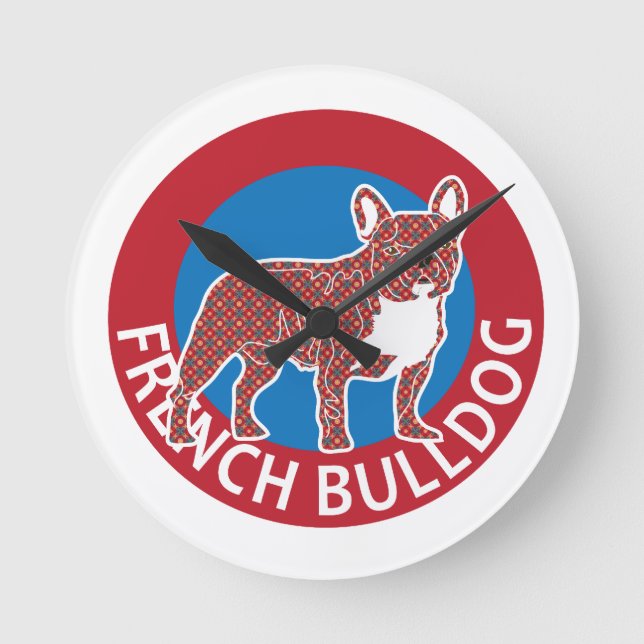 Relógio Redondo Buldogue francês (Frente)