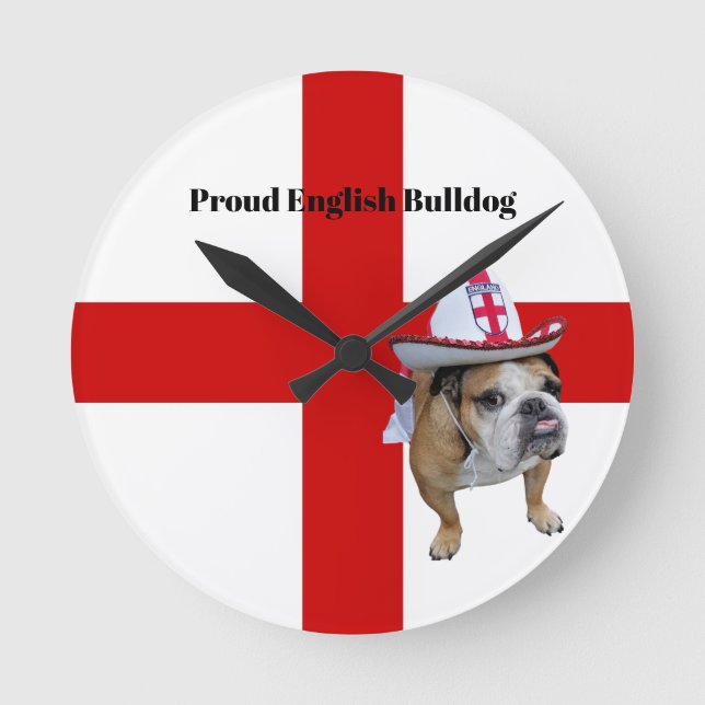 Relógio Redondo Buldogue Inglês Orgulhoso (Frente)