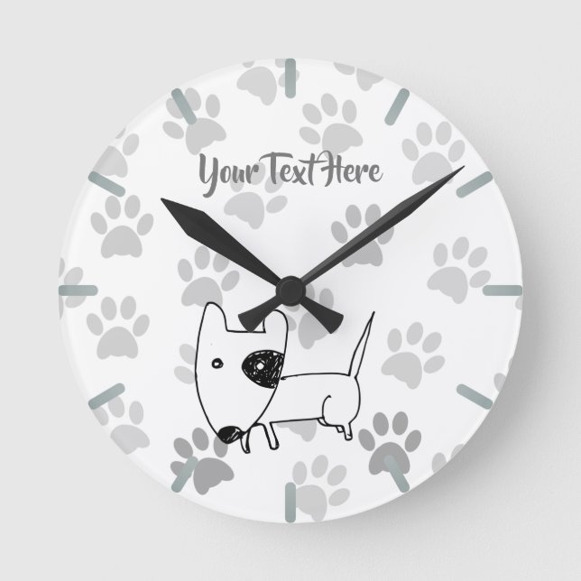 Relógio Redondo Bull Terrier inglês (Frente)