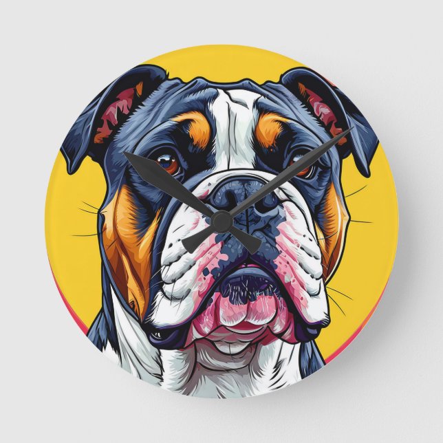 Relógio Redondo Bulldog australiano cachorro (Frente)