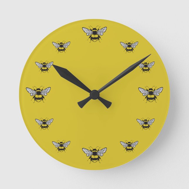Relógio Redondo Bumble Bee Round Clock (Frente)