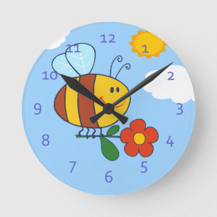 Relógio Redondo Bumble o design dos desenhos animados da abelha