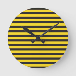 Relógio Redondo Bumblebee Black Yellow Horizontal Lines Bumble Bee