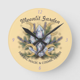 Relógio Redondo Buquê de Cristal do Jardim ao Luar - Magia Herbal